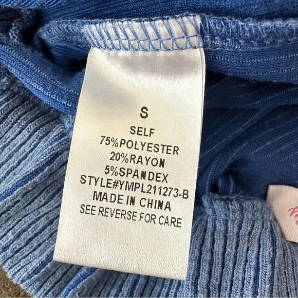 Pink Lily Size Small Why Not Blue Cord Lounge Shorts Ribbed Boutique Summer S - Picture 5 of 6